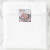 誕生パーソナライズされた発表ベビー写真シール スクエアシール (バッグ)