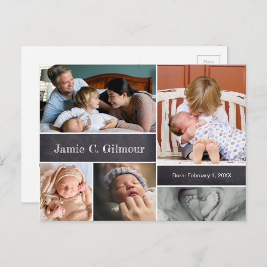 誕生パーソナライズされた発表2番目のベビー写真 案内ポストカード (正面/裏面)