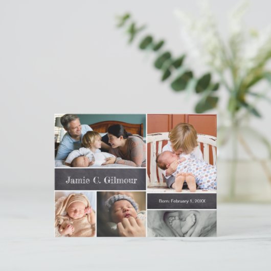 誕生パーソナライズされた発表2番目のベビー写真 案内ポストカード (スタンド正面)