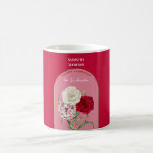 誕生パーソナライズされた花月1月カーネーション コーヒーマグカップ (中央)
