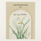 誕生パーソナライズされた花月12月水仙 プランナー手帳 (正面)