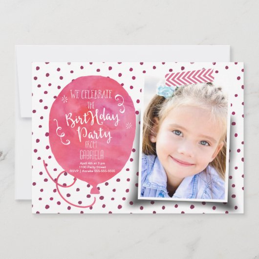 誕生パーティーの水彩 |招待状 招待状 (正面)