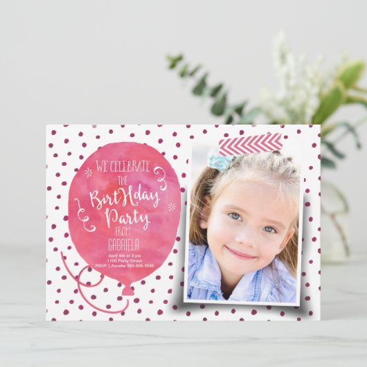 誕生パーティーの水彩 |招待状 招待状 (スタンド正面)