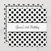 誕生パーティーの白黒スポット 招待状 (正面/裏面)