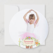 誕生パーティー5歳の少女、水彩フローラ 招待状 (裏面)