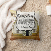 誕生ピローパーソナライズされたサンセットバーントリーラスト クッション (ブランケット)