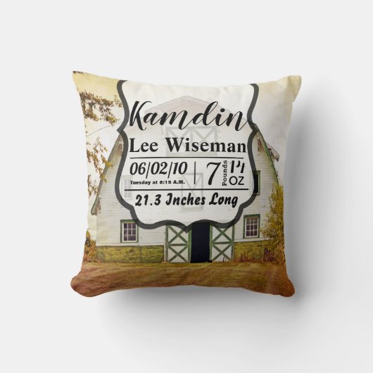 誕生ピローパーソナライズされたサンセットバーントリーラスト クッション (正面)