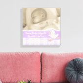 誕生フォトパープルチェックとダックキャンバスラップ キャンバスプリント (インサイチュ (リビング))