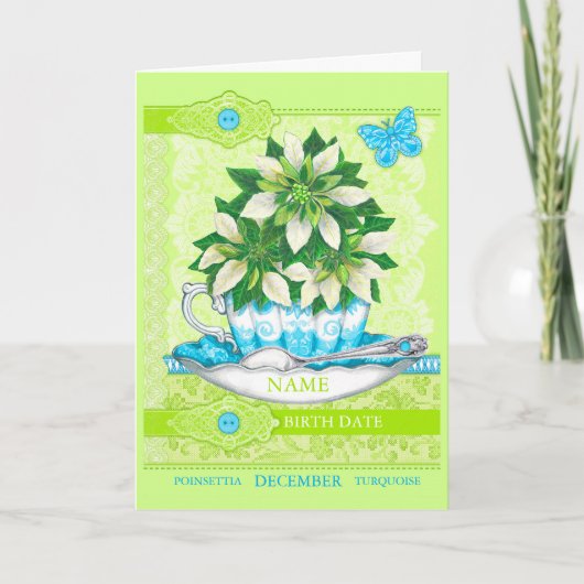 誕生フラワーと宝石12月ワードゲームカード カード (正面)