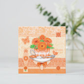 誕生フラワーアンドジェムオバーティーカップカード 招待状 (スタンド正面)