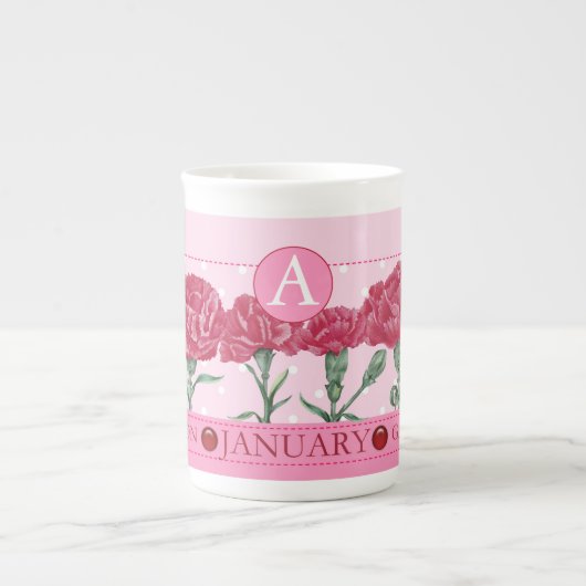 誕生フラワーアンドジェムジャーンボーン中国マグ ボーンチャイナマグカップ (正面)