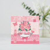 誕生フラワーアンドジェムジュンティーカップカード 招待状 (スタンド正面)