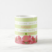 誕生フラワーアンドジェムストライプマ威厳があるグ コーヒーマグカップ (中央)