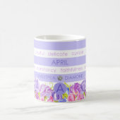 誕生フラワーアンドジェムストライプムグ4月 コーヒーマグカップ (中央)