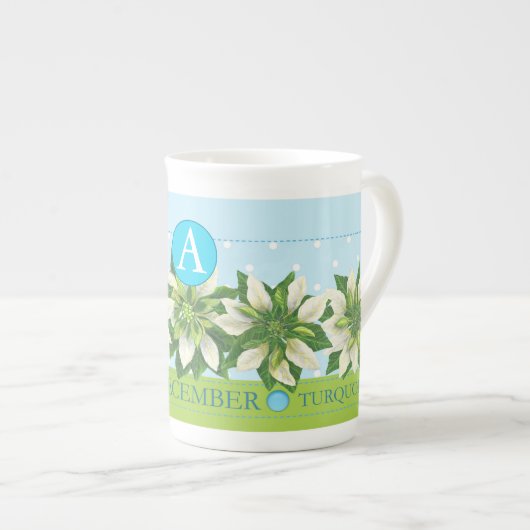 誕生フラワーアンドジェムディブンボーン中国マグカップ ボーンチャイナマグカップ (正面右)