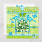 誕生フラワーアンドジェムディヴェンダバーズカージカード 招待状 (正面/裏面)