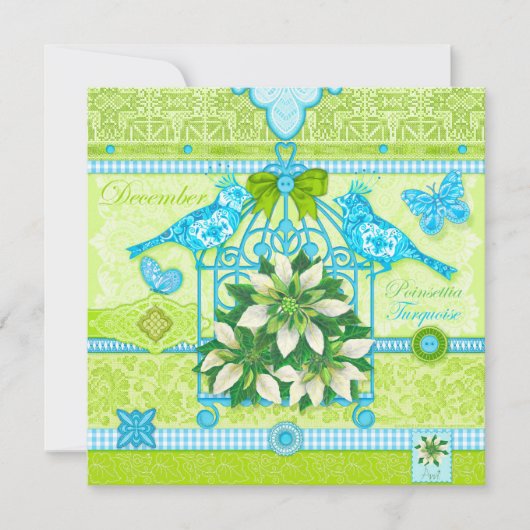 誕生フラワーアンドジェムディヴェンダバーズカージカード 招待状 (正面)