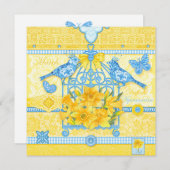 誕生フラワーアンドジェムマーチバーズカージカード 招待状 (正面/裏面)