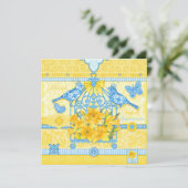 誕生フラワーアンドジェムマーチバーズカージカード 招待状 (スタンド正面)