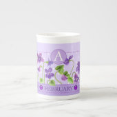 誕生フラワーアンドジェム2月ボーン中国マグ ボーンチャイナマグカップ (正面)