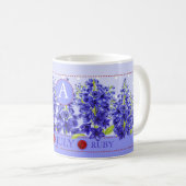 誕生フラワーアンドジェム7月クラシックマグ コーヒーマグカップ (正面右)