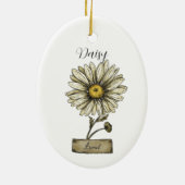 誕生フラワーエイプリル誕生日デイジー セラミックオーナメント (裏面)