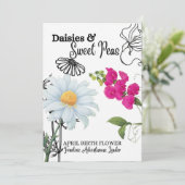 誕生フラワーカード、4月、デイジー、スイートピー シーズンカード (スタンド正面)