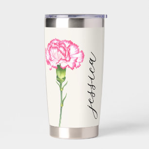 誕生フラワーカーネーション1月モノグラム 保温保冷タンブラー