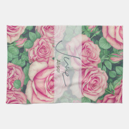 誕生フラワーバラ6月 キッチンタオル