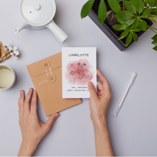 誕生フラワーホーソーンレッド考えピンク カード