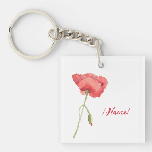 誕生フラワーポピーホリデーギフト キーホルダー (正面)