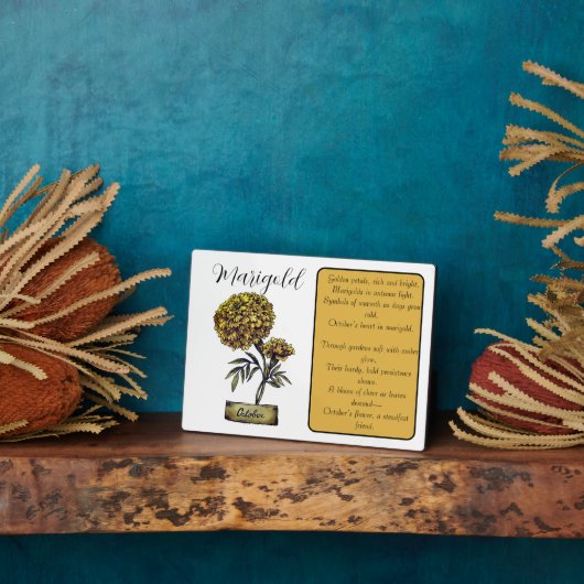 誕生フラワー10月誕生日マリゴールド フォトプラーク (側面)