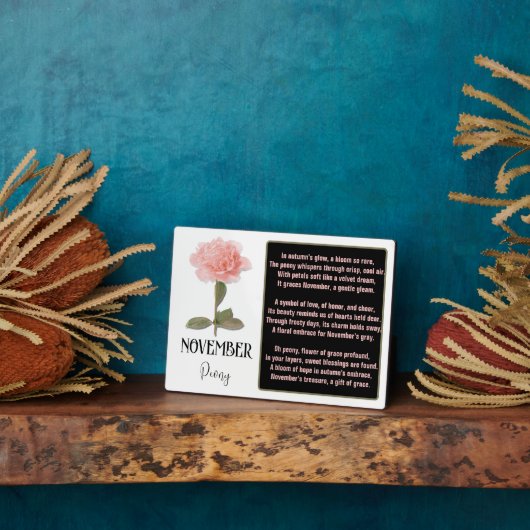 誕生フラワー11月誕生日牡丹ピンク フォトプラーク (側面)