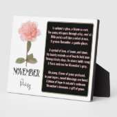 誕生フラワー11月誕生日牡丹ピンク フォトプラーク (側面)