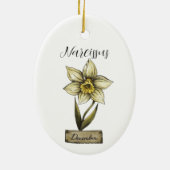 誕生フラワー12月誕生日水仙 セラミックオーナメント (裏面)