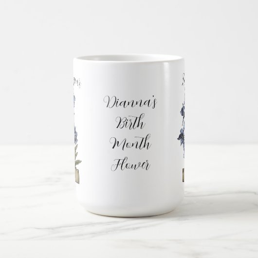 誕生フラワー7月誕生日ラークスパー コーヒーマグカップ (中央)