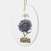 誕生フラワー9月誕生日パープルアスター セラミックオーナメント (左)