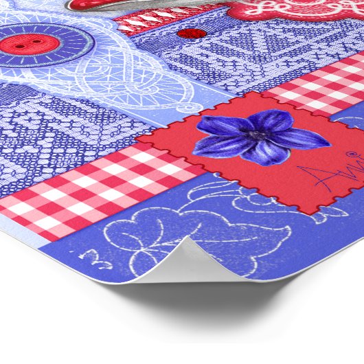 誕生フラワー&ジェム7月ティーカップポスター ポスター (角)