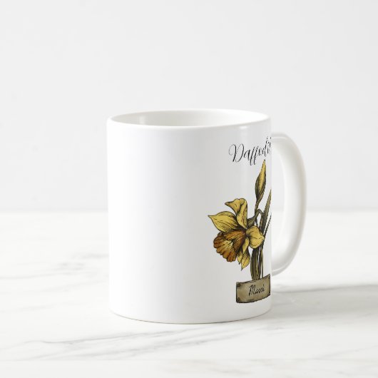 誕生フラワーMARCH誕生日ダフォディル コーヒーマグカップ (正面右)