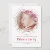 誕生ベビーガールフォトコラージュシンプル可愛ミニマルい 案内状 (正面)