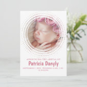 誕生ベビーガールフォトコラージュシンプル可愛ミニマルい 案内状 (スタンド正面)