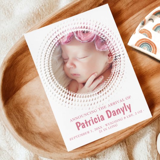 誕生ベビーガールフォトコラージュシンプル可愛ミニマルい 案内状