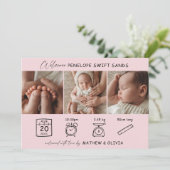 誕生モダン発表3枚フォトコラージカード 招待状 (スタンド正面)