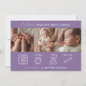 誕生モダン発表3枚フォトコラージカード 招待状 (正面)