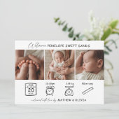 誕生モダン発表3枚フォトコラージカード 招待状 (スタンド正面)