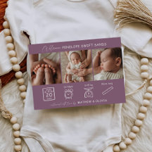 誕生モダン発表3枚フォトコラージカード