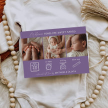 誕生モダン発表3枚フォトコラージカード