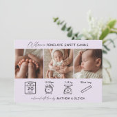 誕生モダン発表3枚フォトコラージカード 招待状 (スタンド正面)