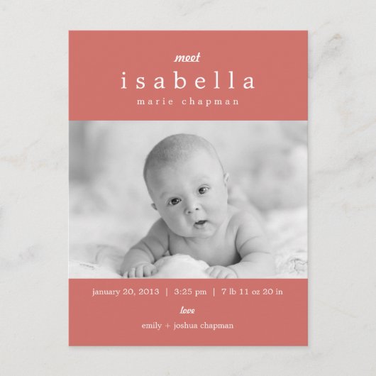 誕生モダン発表 案内ポストカード (正面)