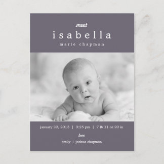 誕生モダン発表 案内ポストカード